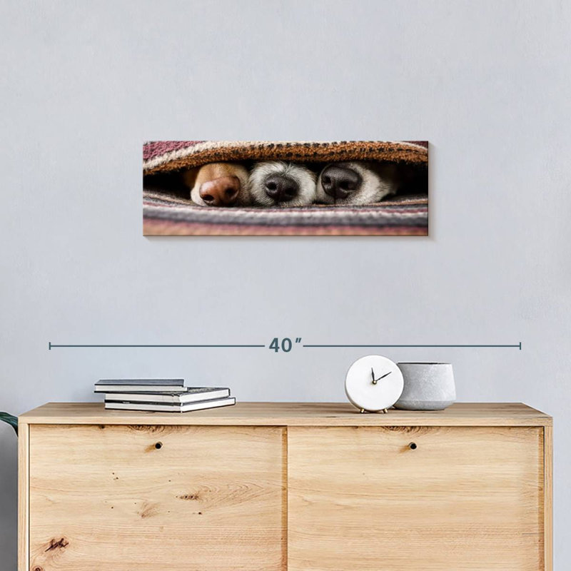 Impression sur toile de chiens cachés, H 8 po x l 24 po x P 1 po
