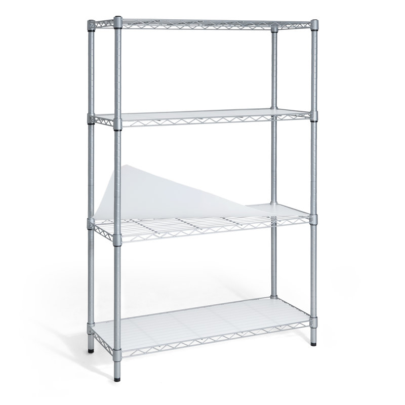 CAPHAUS Kymberly NSF Adjustable Height Wire Shelving Unit w/ Liner, 4-Tier No Wheels W/Liners, Silver Grey