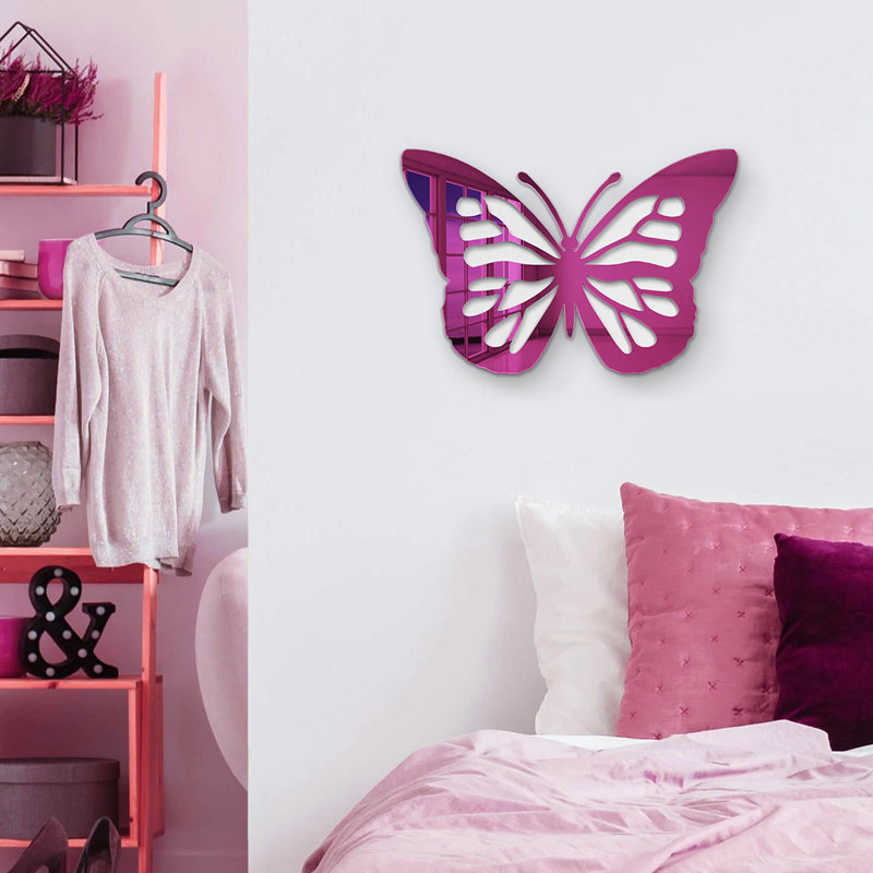 Butterfly Silhouette Acrylic Wall Decor, Purple Mirror