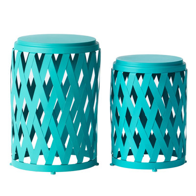 Matte Teal Side Tables - Iron, Detail, Lightweight Patio Products, 2 Design, Essentials,