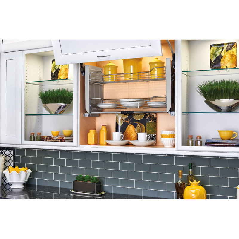 Rev-A-Shelf Kitchen Pulldown Wall Cabinet Shelf System, 34" W, Chrome
