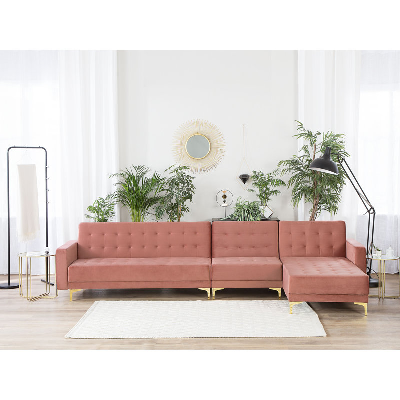 Cuaron 5 Seater Velvet Corner Sofa , Right Hand Facing