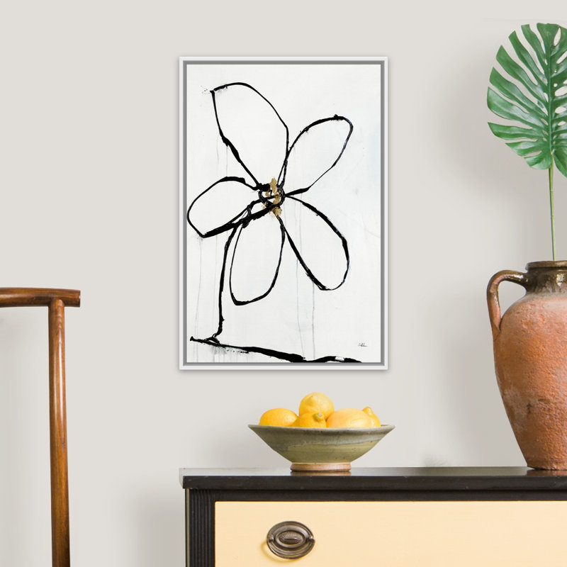 Reproduction d’art sur toile « floral Fancy II » par Joshua Schicker, H 26 po x l 18 po x P 1,75 po, Cadre flottant blanc
