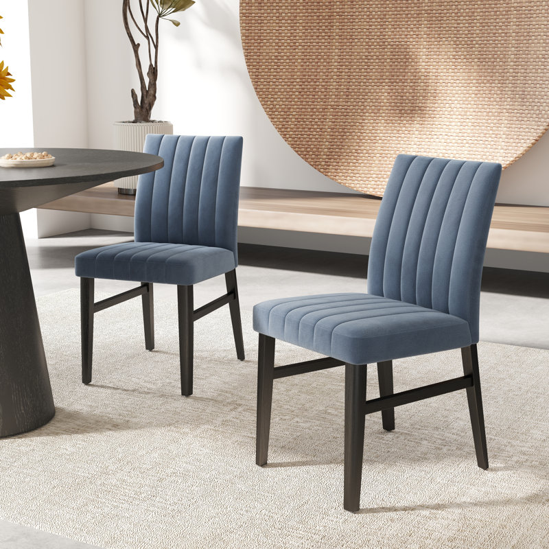Winston Porter Vonzetta Contemporary Upholstered Dining Chairs, Blue