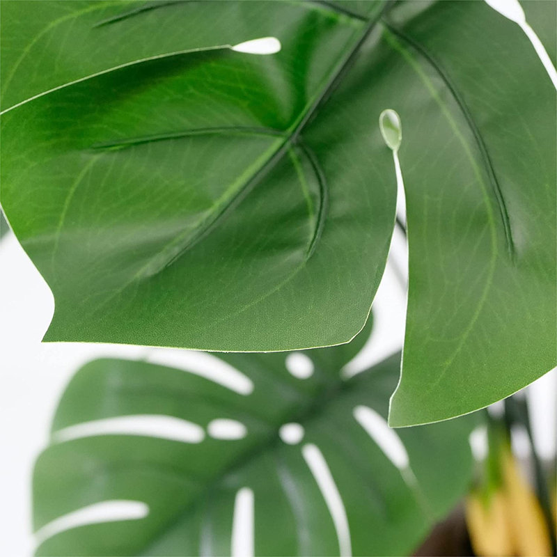 Arbre artificiel dans un pot de fleurs moderne, décoration d'arbre en soie artificielle Monstera (pot et arbre)