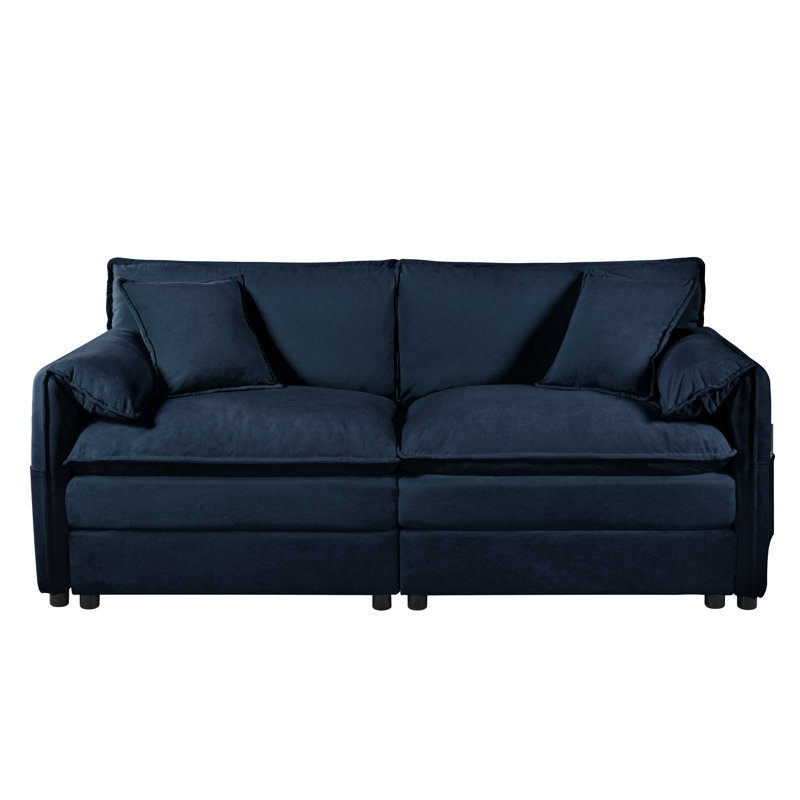 Canapé modulaire en chenille moderne avec repose-pieds - canapé en L bleu pour salon et appartement, Bleu