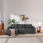 Canapé modulaire de 96,9 po avec méridienne en forme de U, canapé modulaire moderne avec assise profonde, canapé rembourré pour la chambre à coucher du salon, aucun assemblage requis, (tissu en velours côtelé moelleux), gris-bleu-gauche