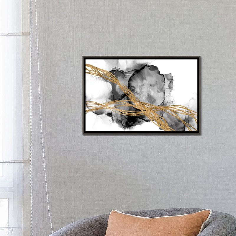 "Matrix undulation I" par Jennifer Goldberger-impression, Toile encadrée de bois rustique foncé, H 18 po x l 26 po x P 1,5 po