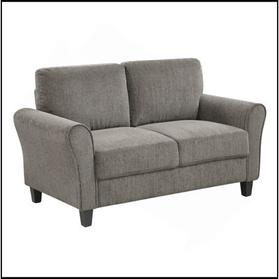 Classic Comfort Loveseat Durable Brown Chenille Upholstery Rolled Arms Living Room Furniture 1Pc