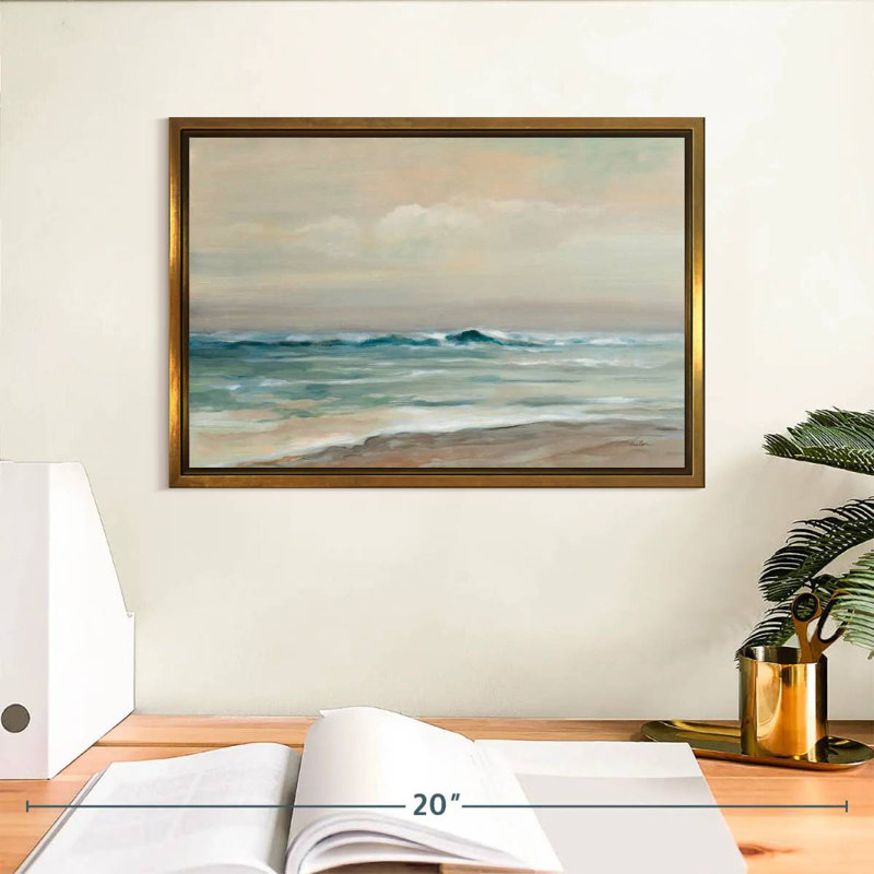 Chuchotement des vagues de l'océan, Cadre flottant doré, 13 po x 9 po