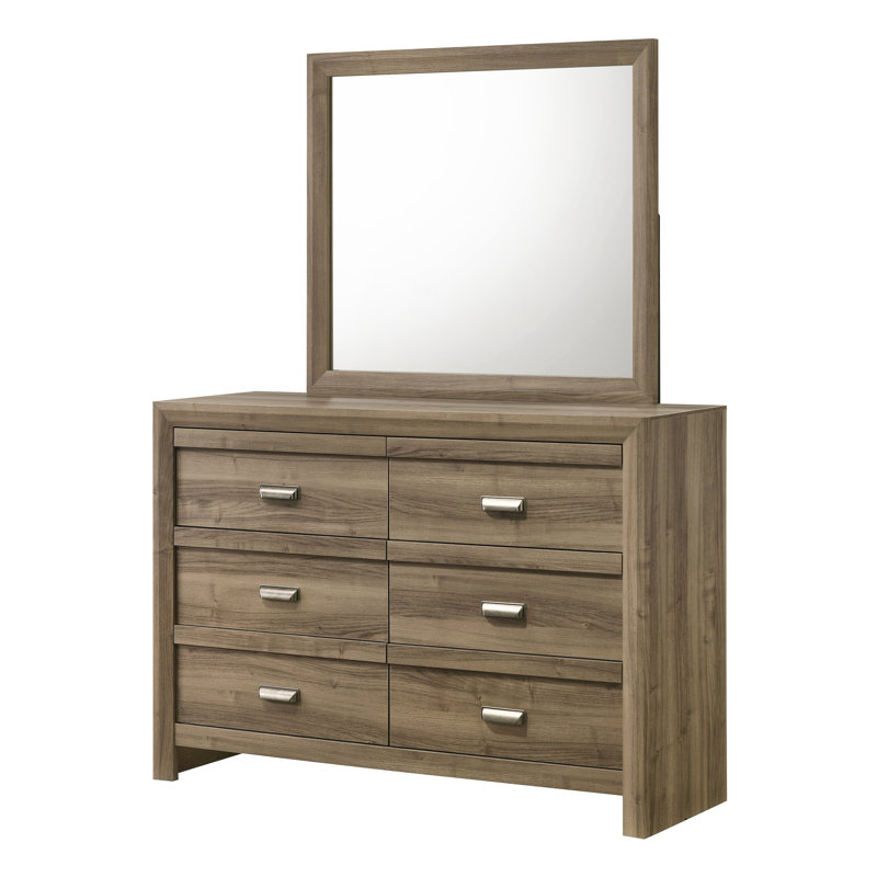 1pc Contemporary Style Six Drawers Storage Dresser Wooden Bedroom Furniture Light Brown Warm Wood Finish, Light Brown