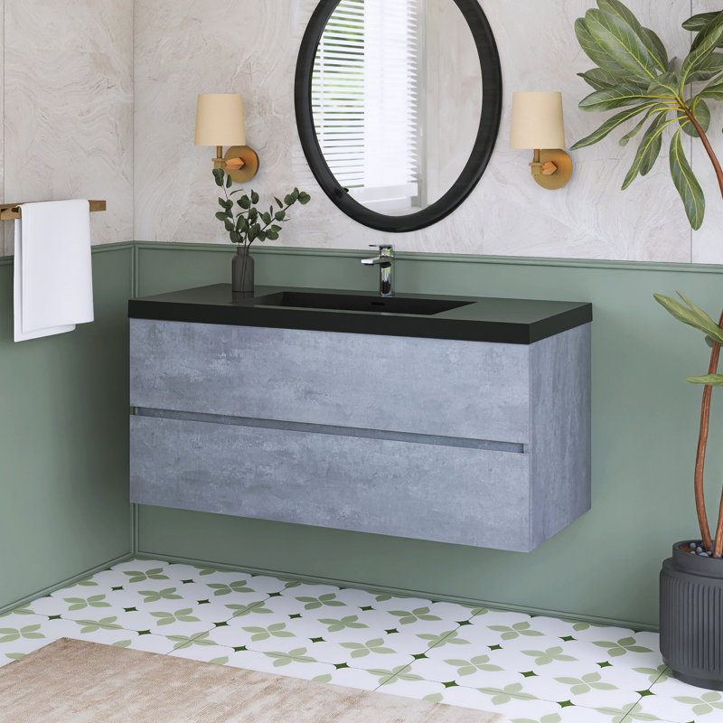 Meuble-lavabo simple 47,3 po avec plateau en quartz Launie