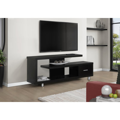 60 Inch Modern Brown Laminate TV Stand Console Media Entertainment Center Storage Cabinet For Living Room Or Bedroom | Gift Idea