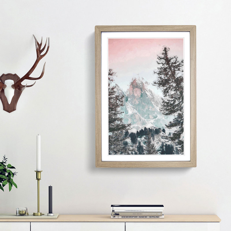 Mountain Peak in Abstract - Framed Print, 36cm H x 27cm W x 2cm D, Oak Framed