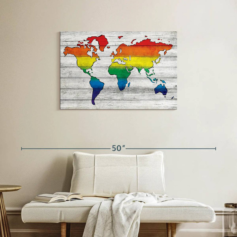 Aliaz Pride World Map, 24" H x 36" W