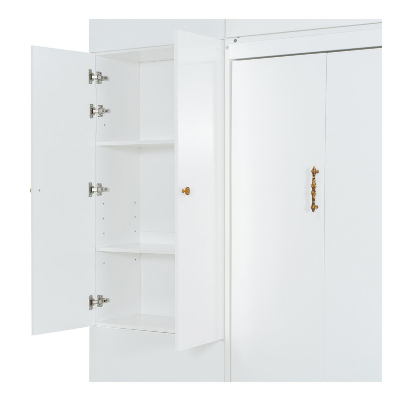 Grand lit escamotable mural avec canapé et tablettes, beige