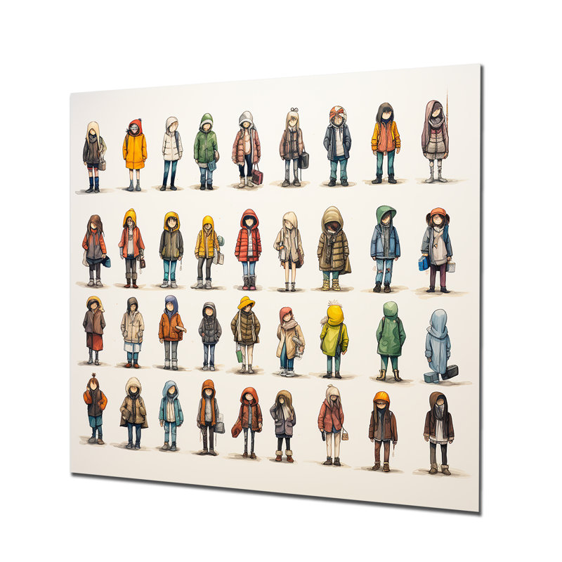 «Gray People Patchwork Childrens Art II», impression d'art mural en métal fractal, H 36 po x l 36 po