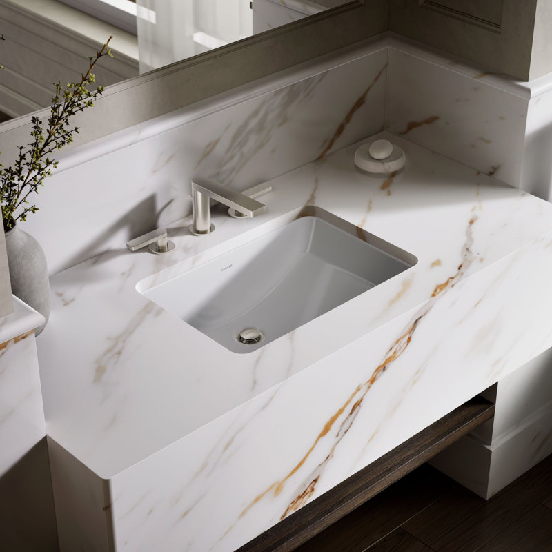 Ladena Vitreous China Rectangular Undermount Bathroom Sink, Mexican Sand