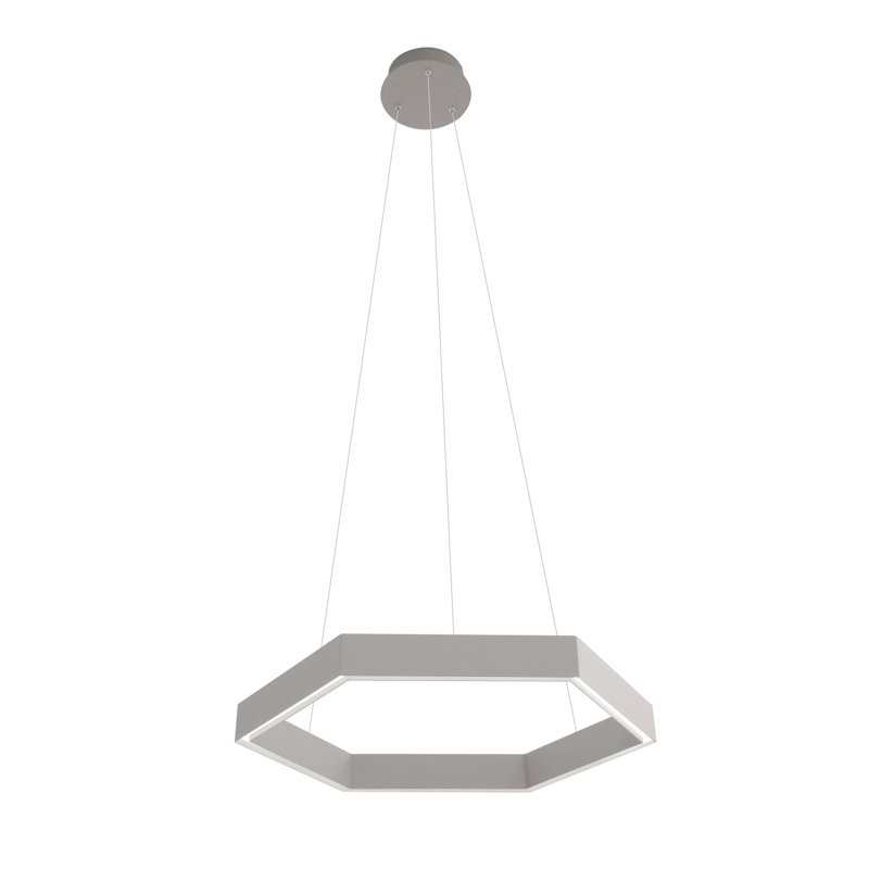 Modern LED Hexagon Gray Pendant, Light Gray