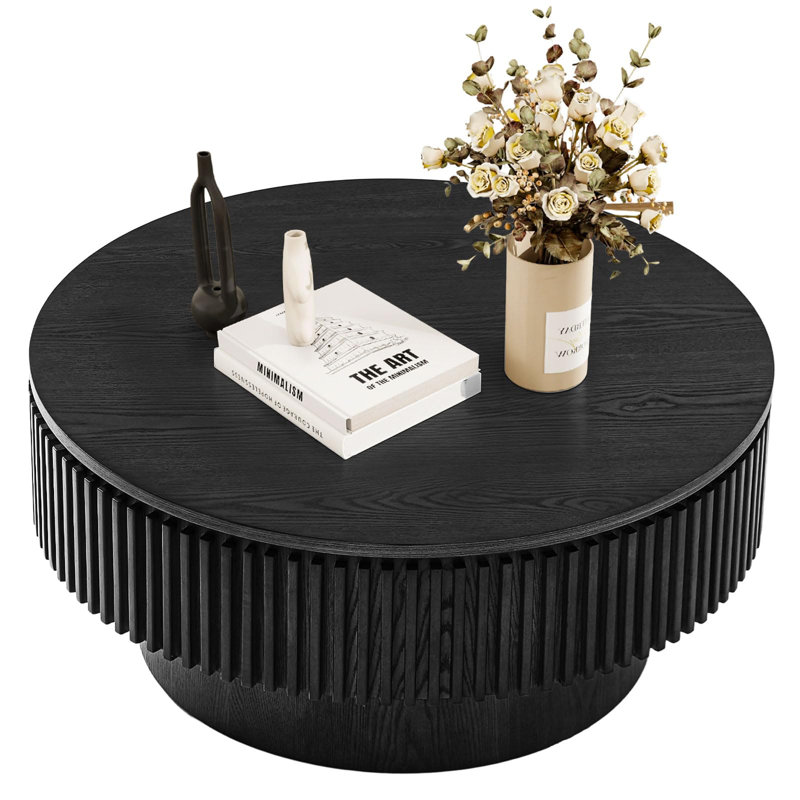 Table basse avec rangement Timeshia, Noir, H 14 po x l 31,5 po x P 31,5 po