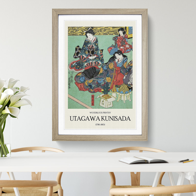 Seated Girls by Utagawa Kunisada - Picture Frame Graphic Art, 65cm H x 48cm W x 2cm D