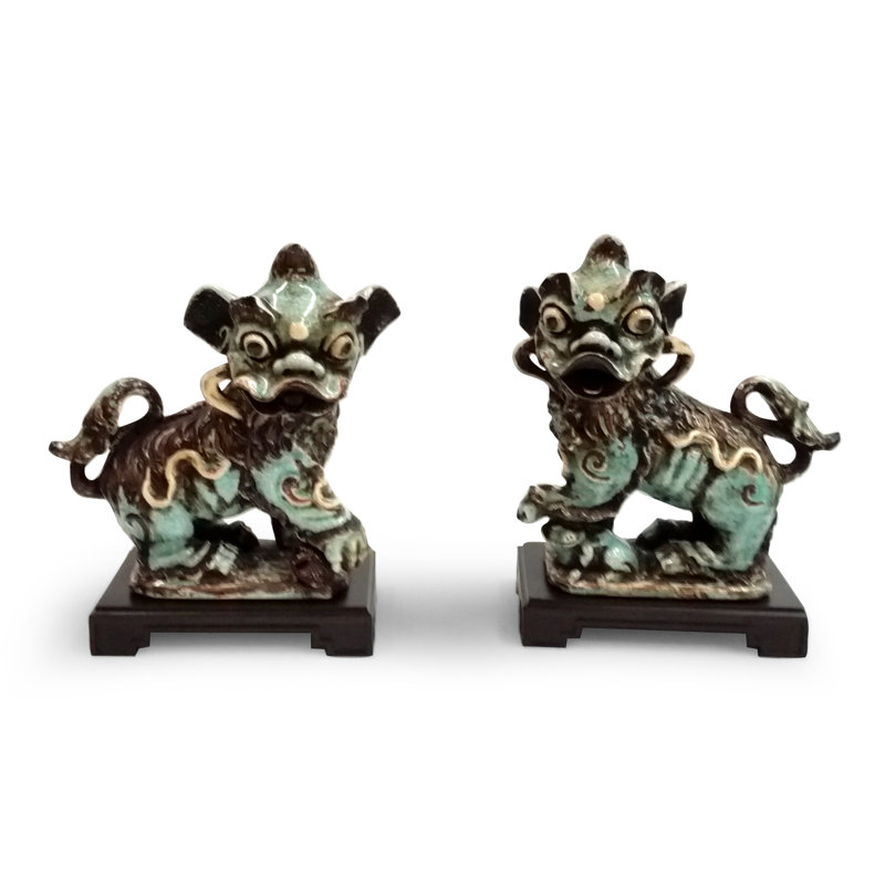 2 Piece Chinese Dog Figurine Set