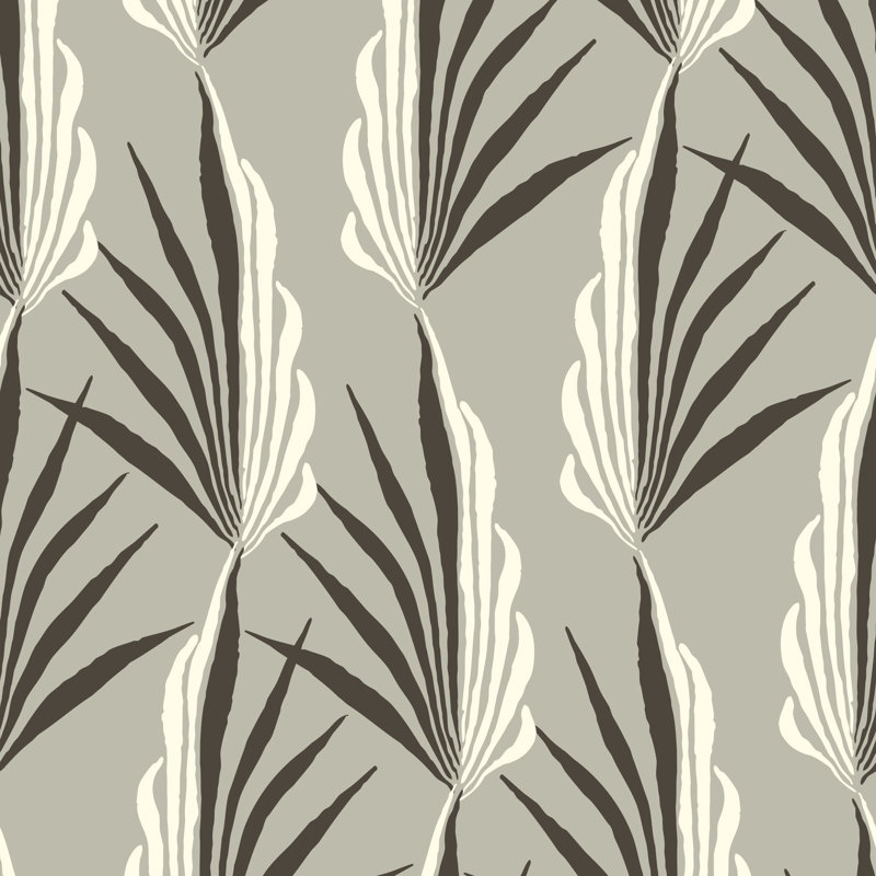Papier peint palmier Areca - gris chaud