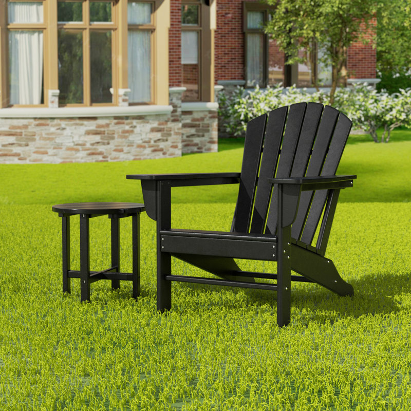 Chaise Adirondack en plastique / résine Altura avec table, Noir
