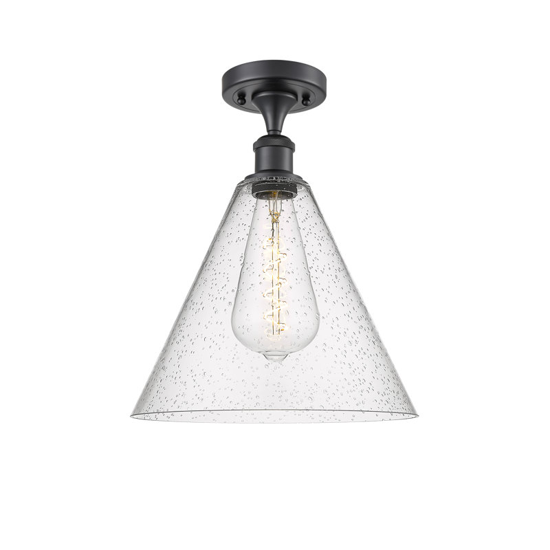 Plafonnier semi-encastré 1 lumière Andilynn, Noir mat, H 14,75 po x l 12 po x P 12 po