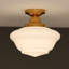 Luminaire semi-encastré à col de cygne traditionnel à 1 lumière de 12 po de large Eastgate, abat-jour en verre opale givré blanc, compatible DEL, pour plafonds bas, chambre à coucher, couloir, cuisine-875903778-913073599