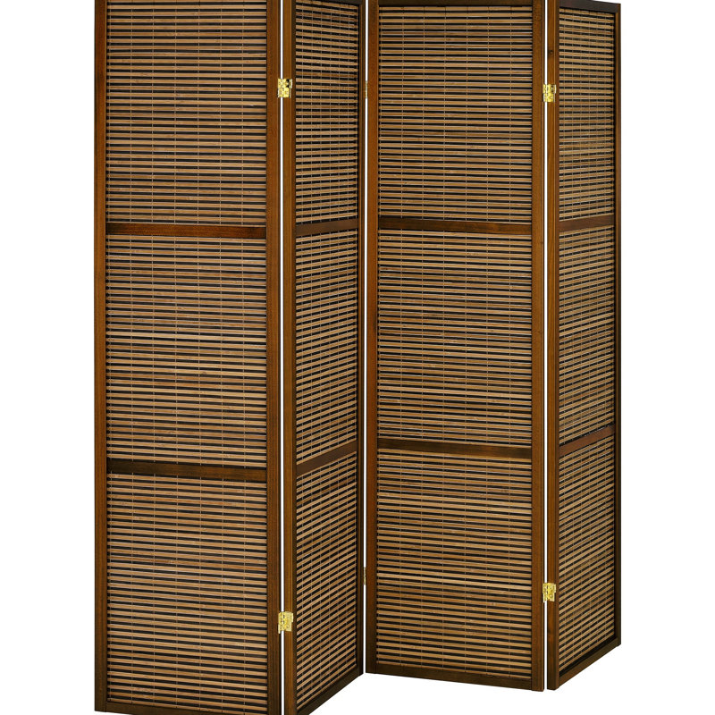 Kenabi Walnut 4-Panel Room Divider Folding Screen