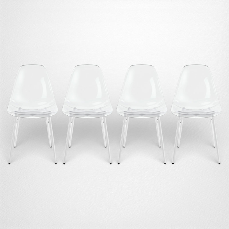 Chaise d'appoint transparente (ensemble de 4), Blanc et transparent