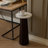  Solid Wood Marble-Top Round Drink Table -Pedestal Base in Walnut, No Assembly, Small Accent/Martini Table - Ma’gro