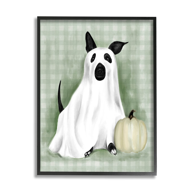 Déguisement de chien fantôme d'Halloween, estampe numérique encadrée par Lil 'Rue, H 14 po x l 11 po x P 1,5 po