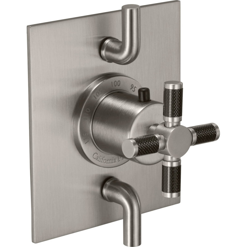 Descanso StyleTherm® 1/2" Trim Only with Dual Volume Control - Carbon Fiber Cross Handle, Satin Nickel