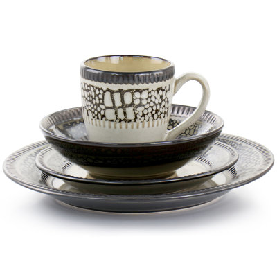 Aashana Stoneware Dinnerware Set 16 Piece - Service for 4
