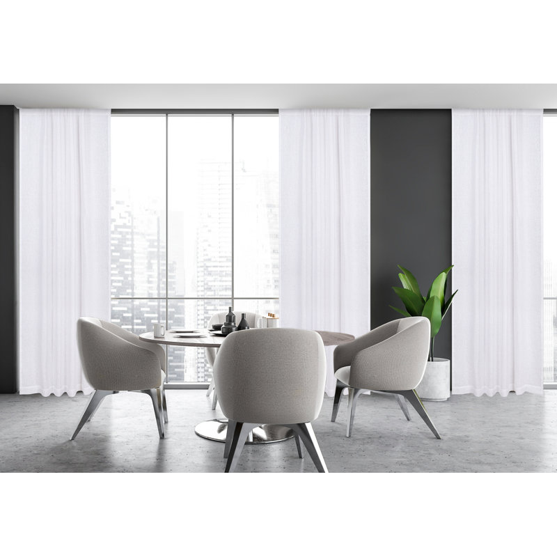 Rideau de salle de bain en lin blanc (50 po x 84 po) - Onglet, filtrant la lumière, L 50 po x L 84 po