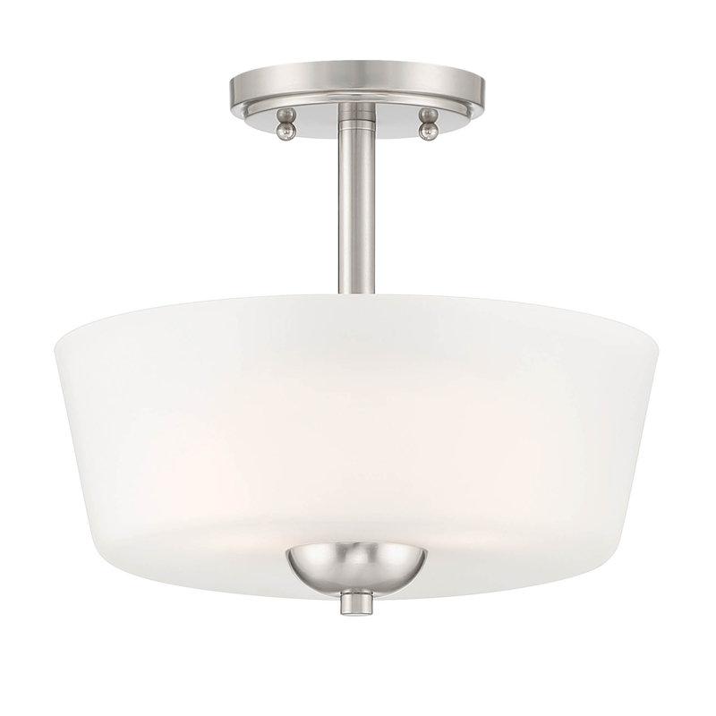 Plafonnier semi-encastré 2 lumières 12 po Magbula, Nickel brossé