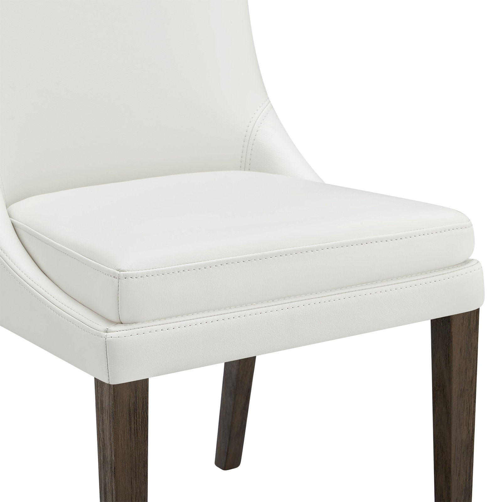 Niara Leather Upholstered Side Chair, White Genuine Leather