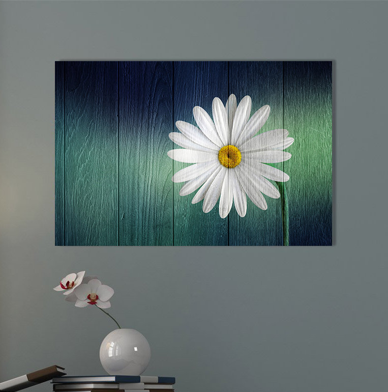 'Wood Series: A Daisy' Canvas Wall Art, 18" H x 26" W