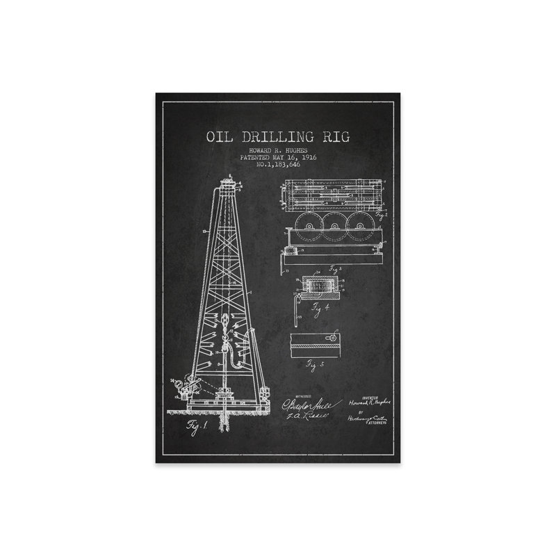 «Oil Rig», brevet de charbon de bois sur plastique / acrylique par Aged Pixel, peinture