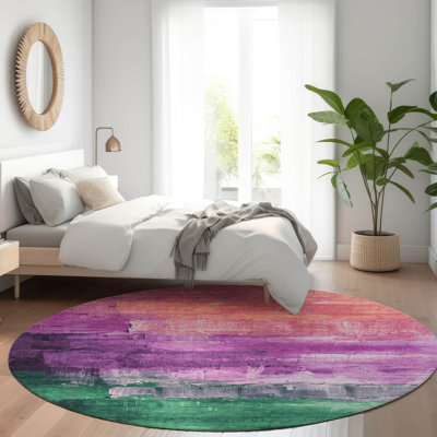 Machine Washable Indoor/Outdoor Claudian ACN1479 Purple Rug