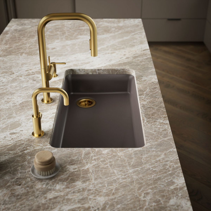 Cairn 33 In. X 18-5/16 In. X 5-11/16 In. Undermount Single-Bowl Kitchen Sink, Matte Brown