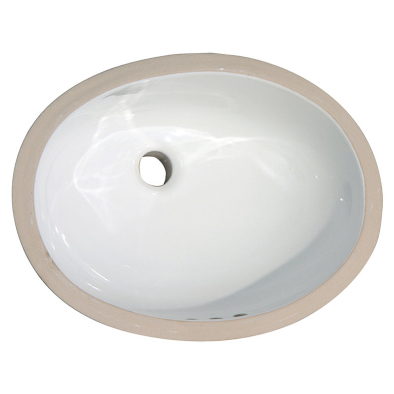Lavabo de salle de bain ovale encastré en porcelaine vitreuse avec trop-plein Rosa 570, blanc