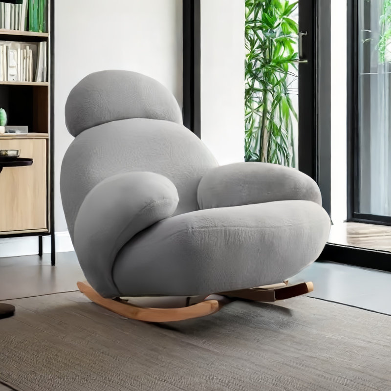 Chaise berçante moderne rembourrée, Gris