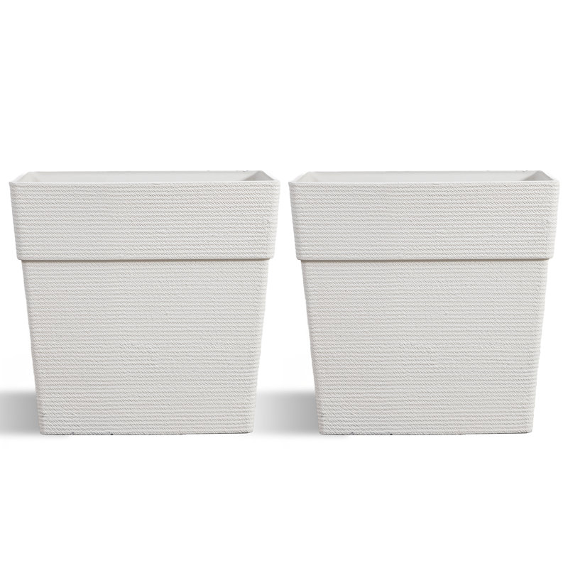 Boîte à fleurs d'extérieur rectangulaire Aura, Blanc, 23.6" H x 12.6" W x 12.6" D