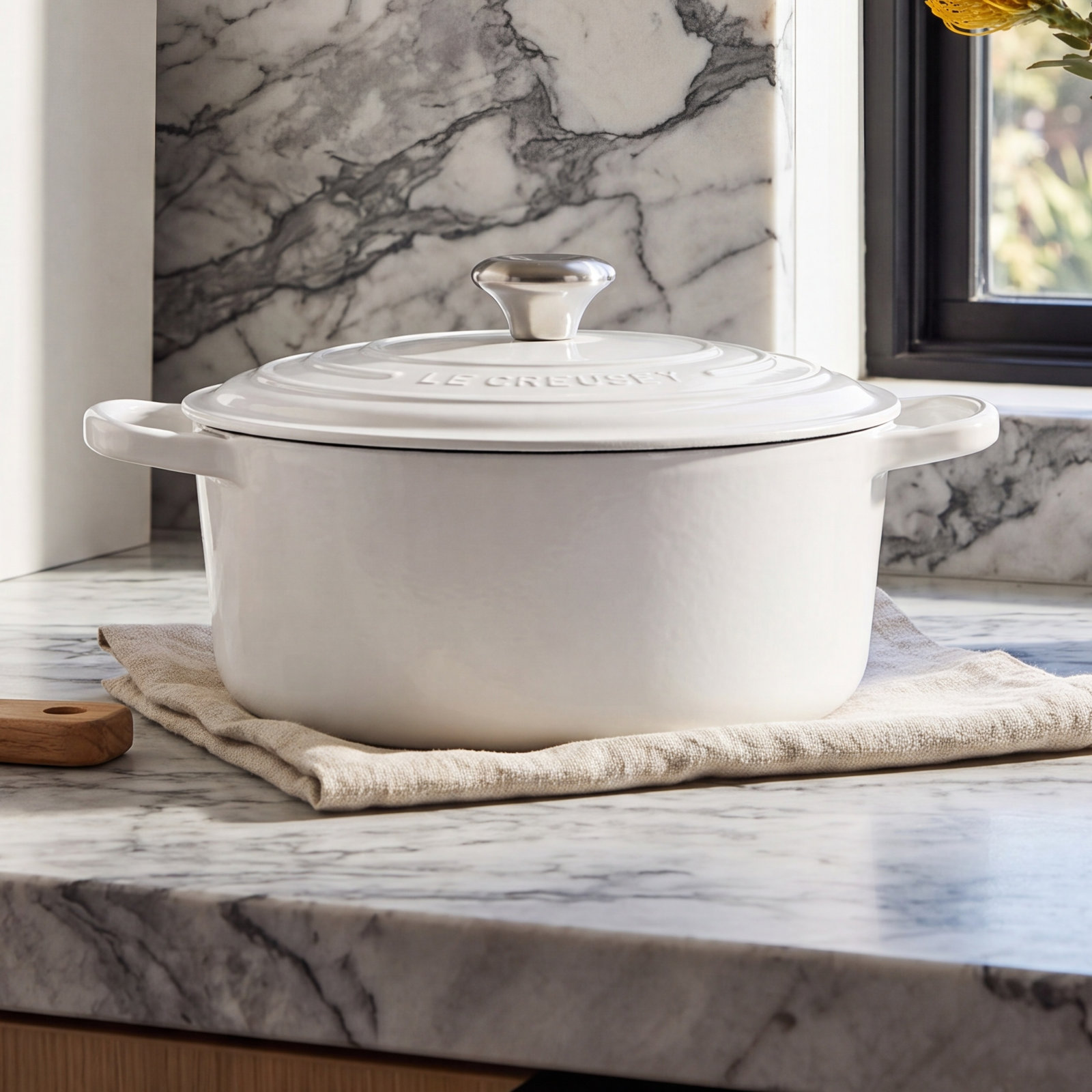 Le Creuset Enameled Cast Iron Dutch Oven, 5.5 quarts, White