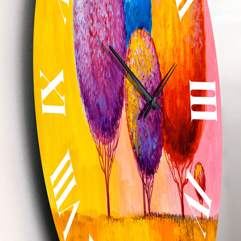 Autumn Fantasy Trees I - Horloge murale moderne, Moyen