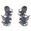 Chaise de patio pivotante en fonte d'aluminium 4 pièces avec structure noire et coussins bleus