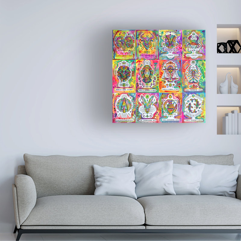 Pompée, calendrier zodiaque sur toile par Dean Russo, reproduction, H 14 po x l 14 po x P 2 po